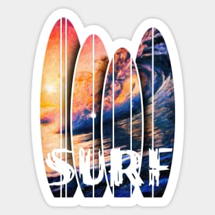 Sunset, Big Waves and Surf Sticker